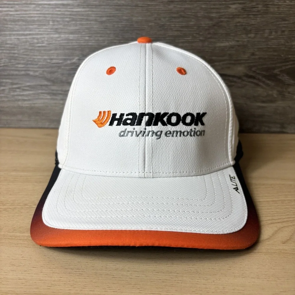 Hankook Hat Cap Strap Back White Black Orange Racing Embroidered Mens One Size